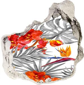 Nálepka fototapeta 3D na stenu Plameniaky a kvety
