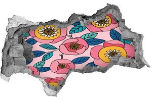 Nálepka 3D diera na stenu Ružové kvety nd-b-101223430