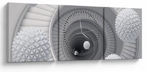 Obraz 3D abstrakcie (s hodinami) (90x30 cm)