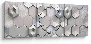 Obraz 3D abstrakcie (s hodinami) (90x30 cm)
