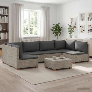 Maison Exclusive – 7-dielna ratanová sedacia súprava s vankúšmi, model GENDT, prírodný ratan, farba: sivá