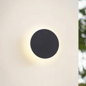 Arcchio LED vonkajšie nástenné svietidlo Gravo, Ø 16 cm, čierna, IP65, Čierna, Hliník, Moderný