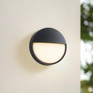 Arcchio LED vonkajšie nástenné svietidlo Gravo, Ø 25 cm, čierna, IP65, Čierna, Hliník, Moderný