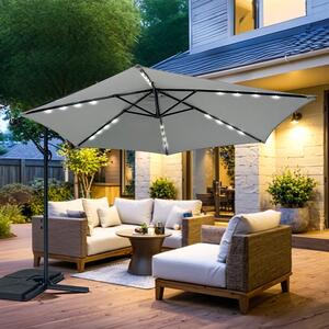 Veľký polohovateľný slnečník AVENBERG SUNNY LED 300, priemer 3M, sivá