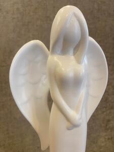 Keramický anjel biely - 26cm