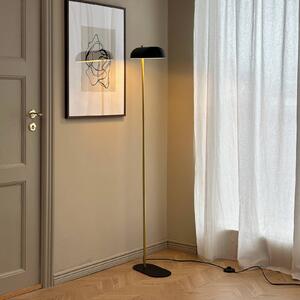 Dyberg Larsen Stojacia lampa Arch, čierna/mosadz, 143 cm, Čierna, Obývacia izba / jedáleň, kov, Vintage, Stolová lampa