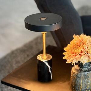 Dyberg Larsen LED stolová lampa na batérie Starlight, čierna/mosadz, Čierna, Obývacia izba / jedáleň, kov, Dizajn, Stojacie svietidlo