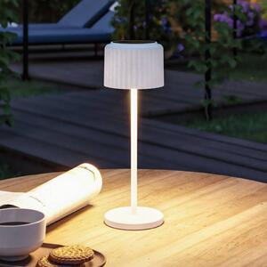 Paulmann LED solárna stolová lampa Else, biela, IP44, stmievateľné, Biela / opálová, Obývacia izba / jedáleň, Hliník, Moderný, Stojacie svietidlo