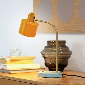 Dyberg Larsen stolová lampa Ocean Flex, kari/tyrkysová, 45 cm, Žltá / oranžová, Obývacia izba / jedáleň, kov, Škandinávsky, Stojacie svietidlo