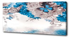 Foto obraz canvas Kvety a motýle pl-oc-125x50-f-85449267