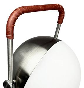 Dyberg Larsen LED stolná lampa na batérie Mova, bordová, IP44, Chrómová / strieborná, Obývacia izba / jedáleň, kov, Škandinávsky, Stojaca lampa