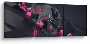 Obraz 3D abstrakcie (s hodinami) (90x30 cm)