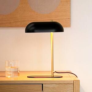 Dyberg Larsen stolová lampa Mini Arch, čierna/mosadz, 32 cm, Čierna, Obývacia izba / jedáleň, kov, Škandinávsky, Stojacie svietidlo