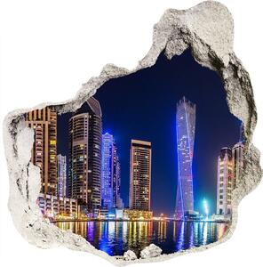 Díra 3D ve zdi nálepka Dubaj v noci nd-p-64879724
