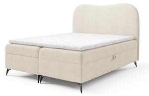 Čalúnená boxspring posteľ s úložným priestorom Ambra 120x200 - smotanová