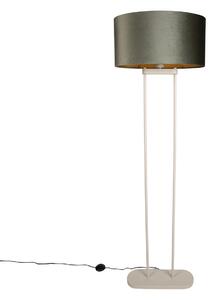 Stojacia lampa béžová so zeleným oválnym tienidlom a zlatým interiérom 50 cm - Thijmen