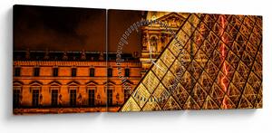 Obraz Louvre v Paríži (s hodinami) (90x30 cm)
