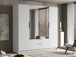 Mirjan24 Šatníková skriňa so zrkadlom Betaso II 200, Farby: biela / biela + čierna 5903211451461