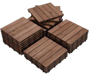 Woodytile™ Prepojovacie Drevené Terasové Dlaždice - 12 Ks (30x30cm) = 1,08 M², Hnedá