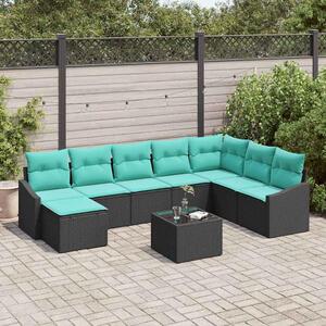 Maison Exclusive – Sedacia súprava, 9 kusov, čierna [syntetický materiál]: Polyratan