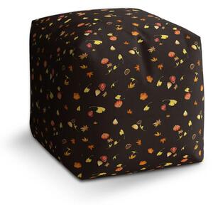 Sablio Taburet Cube Jeseň na čiernej - 40x40x40 cm