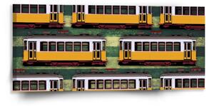 Sablio Obraz Lisabonské historické električky Zelený Pattern - 110x50 cm