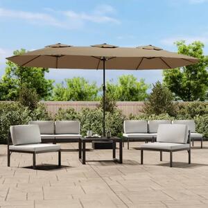 Maison Exclusive – Dvojitý slnečník s LED osvetlením, farba taupe, rozmer 449 x 265 cm