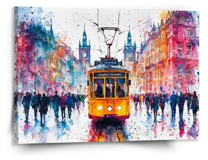 Sablio Obraz Žltá električka Paint - 150x110 cm