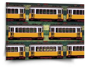 Sablio Obraz Lisabonské historické električky Zelený Pattern - 150x110 cm