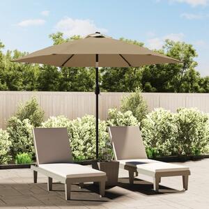 Maison Exclusive – Slnečník s LED osvetlením a oceľovým nosníkom, výška 300 cm, farba: svetlohnedá (taupe)