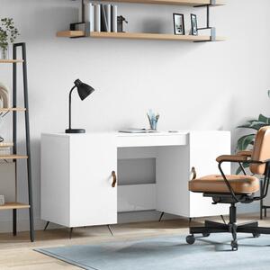 Maison Exclusive - písací stôl, lesklá biela farba, 140 x 50 x 75 cm, drevený materiál