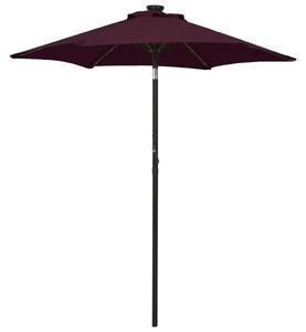 Maison Exclusive – Slnečník s LED osvetlením, bordó farba, 200x211 cm, hliník