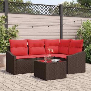 Maison Exclusive – Sedacia súprava, 5 kusov, hnedá [syntetický materiál]: Polyratan