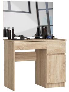 Toaletný stolík so zrkadlom CLP P-2/SL 900x600 pravý, dub sonoma