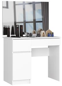 Toaletný stolík so zrkadlom CLP P-2/SL 900x600 ľavý, biely