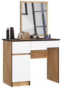 Toaletný stolík so zrkadlom CLP P-2/SL ľavý, dub craft / biely