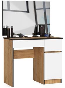 Toaletný stolík so zrkadlom CLP P-2/SL 900x600 pravý, dub craft / biely