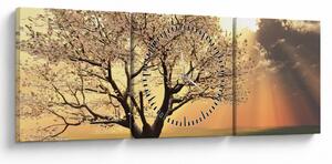 Obraz stromu na lúke (s hodinami) (90x30 cm)