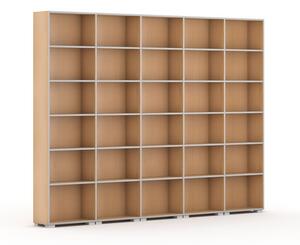 Knižnica SILVER LINE, 5 stĺpcov, 2230 x 3000 x 400 mm, buk