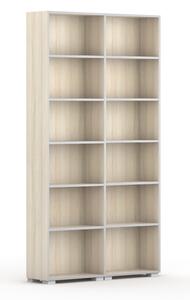 Knižnica SILVER LINE, 2 stĺpce, 2230 x 1200 x 400 mm, dub prírodný