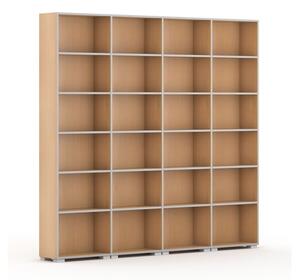 Knižnica SILVER LINE, 4 stĺpce, 2230 x 2400 x 400 mm, buk