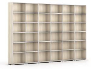 Knižnica SILVER LINE, 6 stĺpcov, 2230 x 3600 x 400 mm, dub prírodný