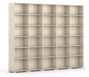 Knižnica SILVER LINE, 5 stĺpcov, 2230 x 3000 x 400 mm, dub prírodný