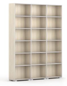 Knižnica SILVER LINE, 3 stĺpce, 2230 x 1800 x 400 mm, dub prírodný
