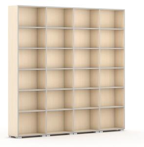 Knižnica SILVER LINE, 4 stĺpce, 2230 x 2400 x 400 mm, breza