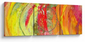 Obraz abstrakcie - maľba (s hodinami) (90x30 cm)