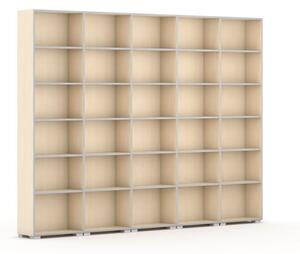 Knižnica SILVER LINE, 5 stĺpcov, 2230 x 3000 x 400 mm, breza