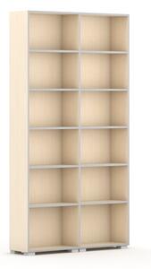 Knižnica SILVER LINE, 2 stĺpce, 2230 x 1200 x 400 mm, breza