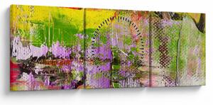 Obraz abstrakcie - maľba (s hodinami) (90x30 cm)