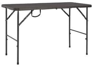 Maison Exclusive – Skladací záhradný stôl, hnedý, 120x60x74 cm, materiál HDPE, vzhľad ratanu